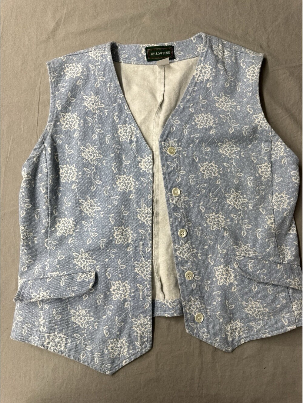 Vintage Willowbend Floral Denim Vest Size Medium